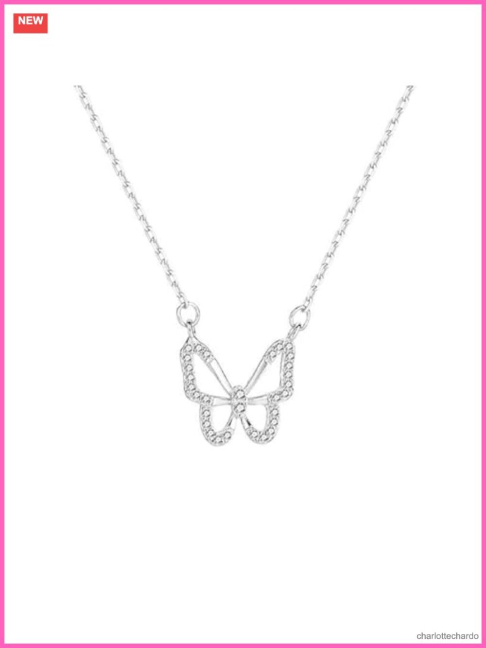 Butterfly Choker Necklace Clear Crystal Pendant Adjustable Layering Women